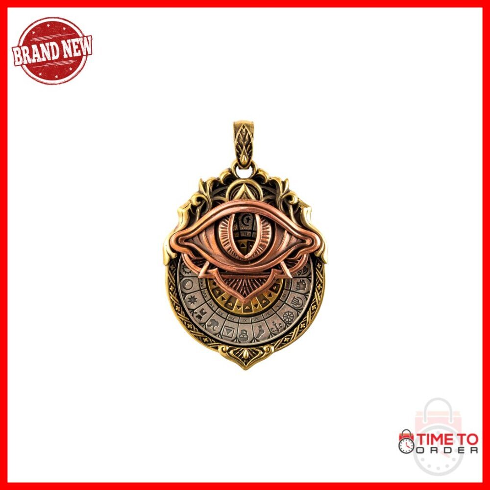 Rotating Tarot Pendant Necklace with All-Seeing Eye Design for Spiritual